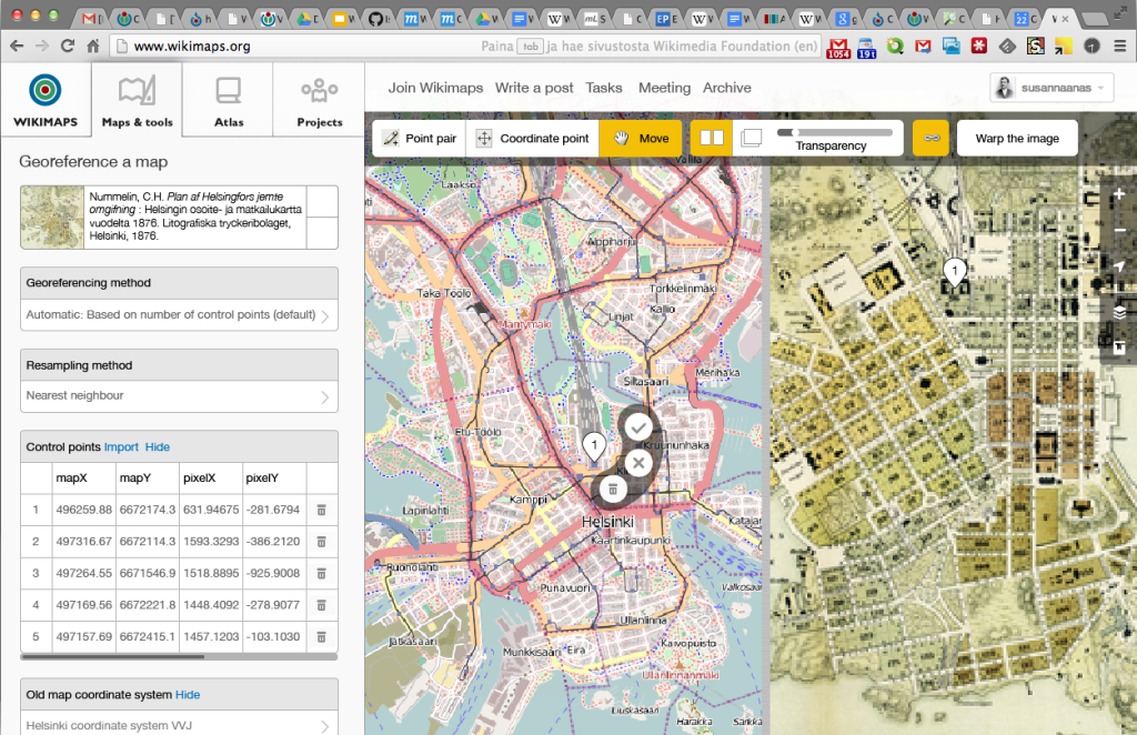 MapWarper concept mock-up integrating with the OpenStreetMap iD experience.