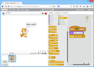 Visual programming with Scratch. Image by scratch.mit.edu, CC BY-SA 3.0, https://commons.wikimedia.org/w/index.php?curid=35453328
